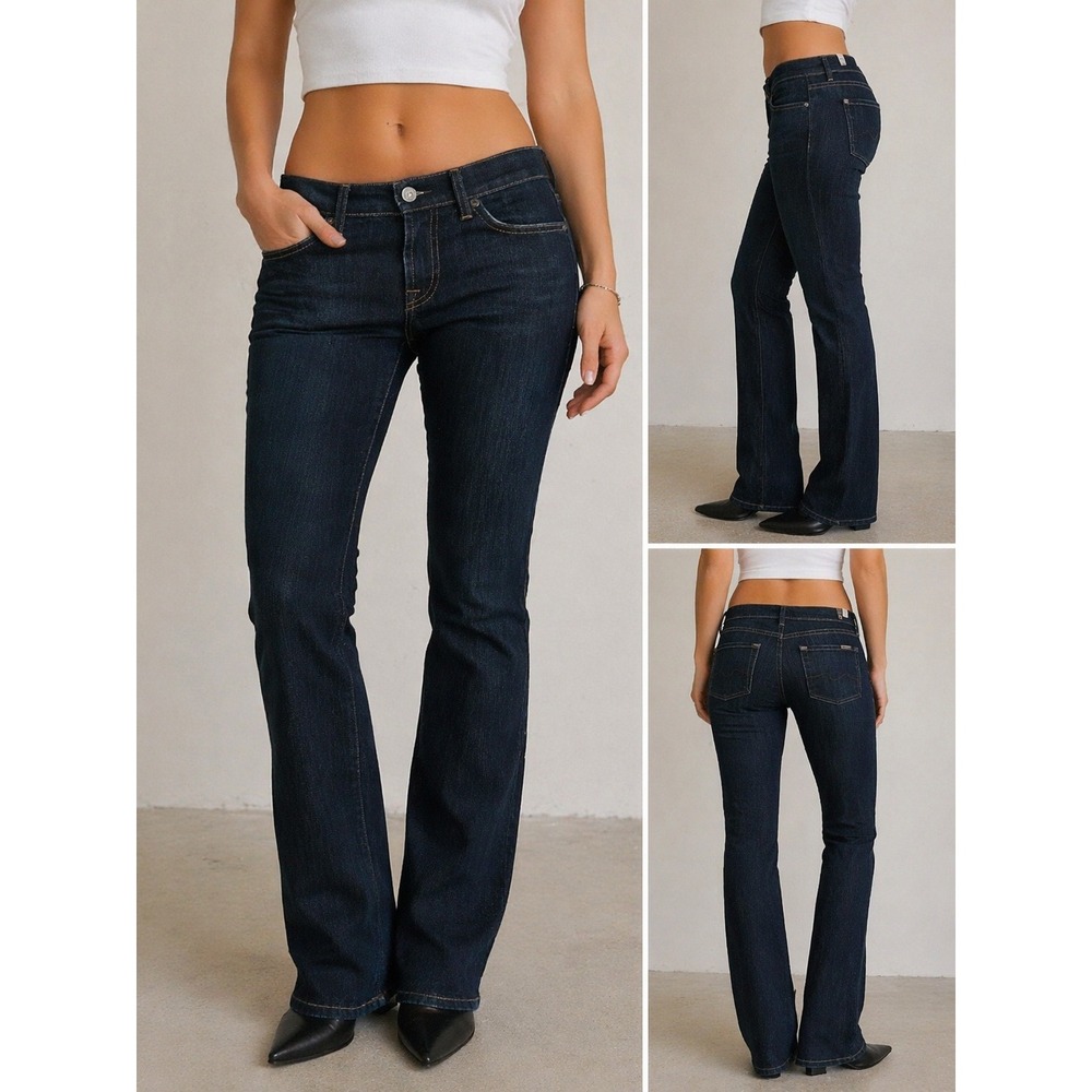 7 For All Mankind Women's Dark Blue Straight Leg Jeans